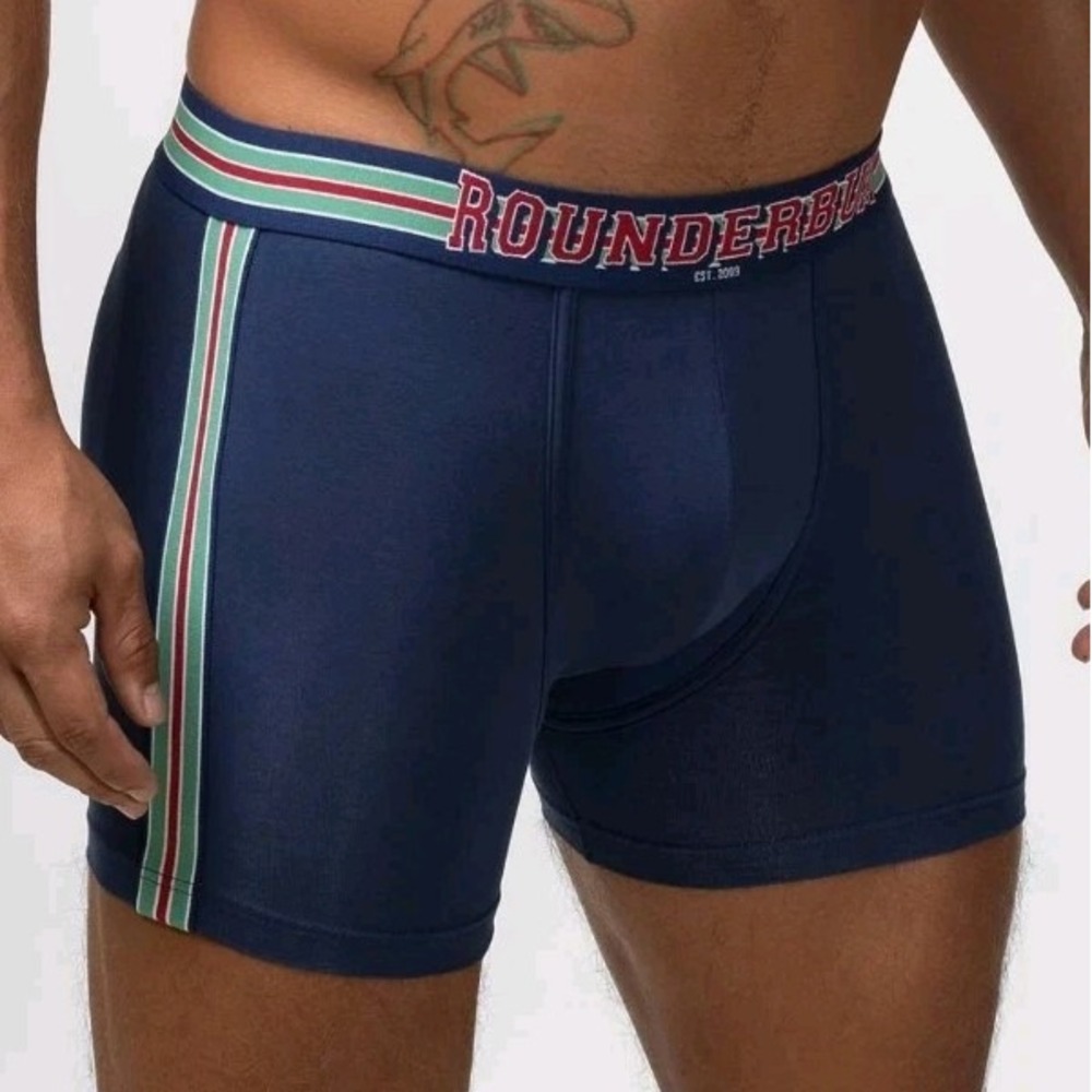 Rounderbum Varsity Padded Boxer Brief Men's Size Medium Blue